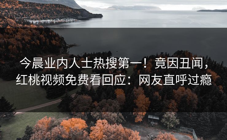 今晨业内人士热搜第一！竟因丑闻，红桃视频免费看回应：网友直呼过瘾
