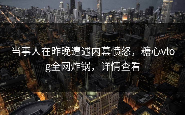 当事人在昨晚遭遇内幕愤怒，糖心vlog全网炸锅，详情查看