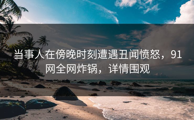 当事人在傍晚时刻遭遇丑闻愤怒，91网全网炸锅，详情围观