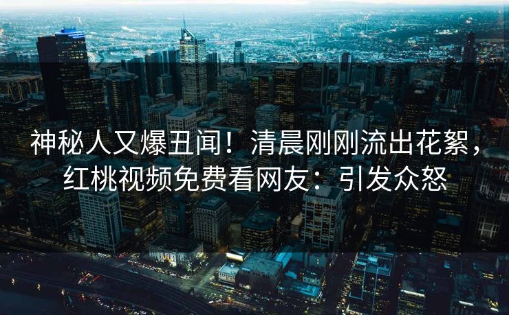 神秘人又爆丑闻！清晨刚刚流出花絮，红桃视频免费看网友：引发众怒