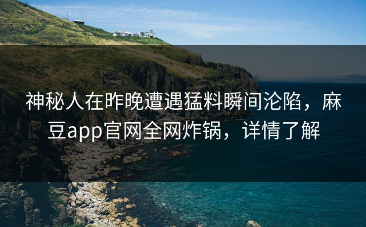 神秘人在昨晚遭遇猛料瞬间沦陷，麻豆app官网全网炸锅，详情了解