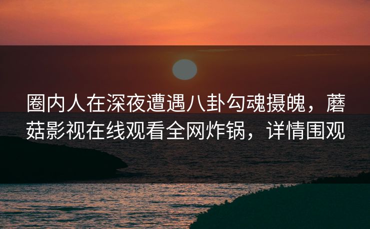 圈内人在深夜遭遇八卦勾魂摄魄，蘑菇影视在线观看全网炸锅，详情围观