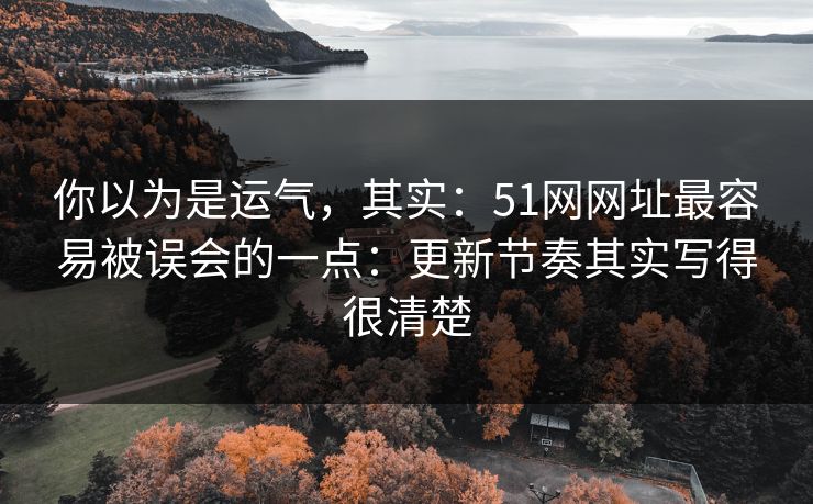 你以为是运气，其实：51网网址最容易被误会的一点：更新节奏其实写得很清楚